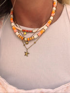 Collier Palma orange – Perles Heishi & coquillage