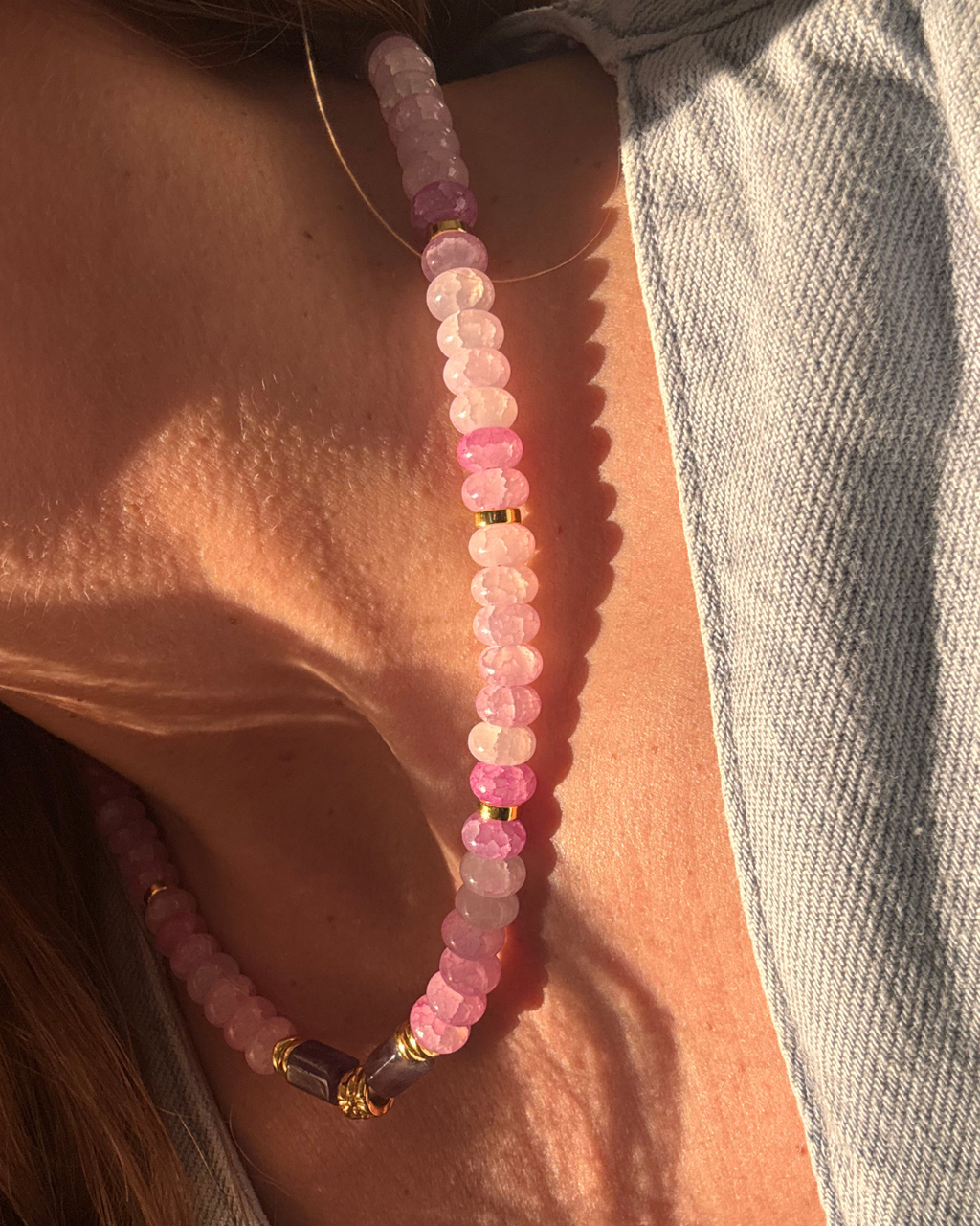 Collier Pop’N’Gum – Perles roses & améthystes