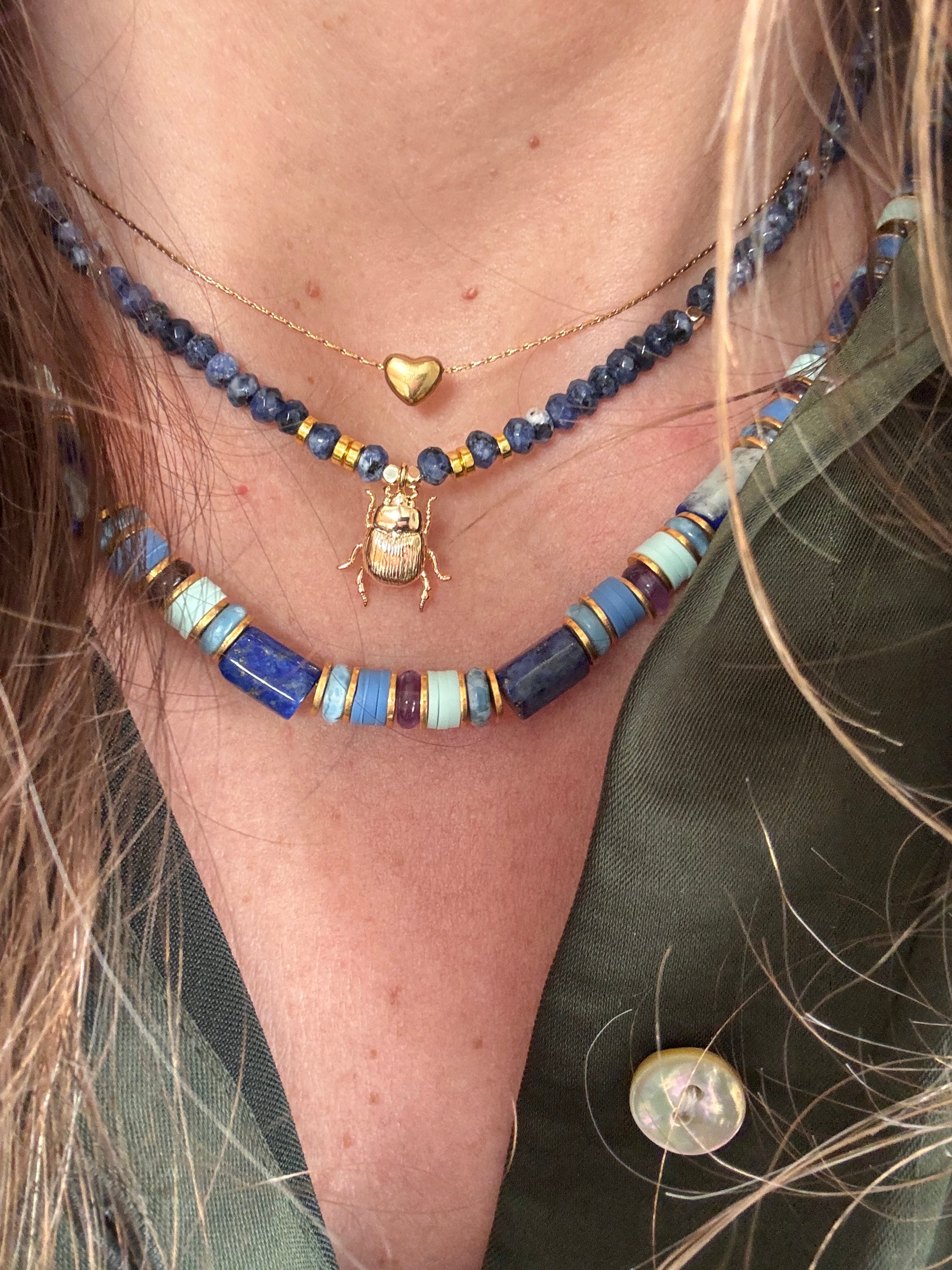 Collier Fizz – Acier inoxydable doré & perles naturelles