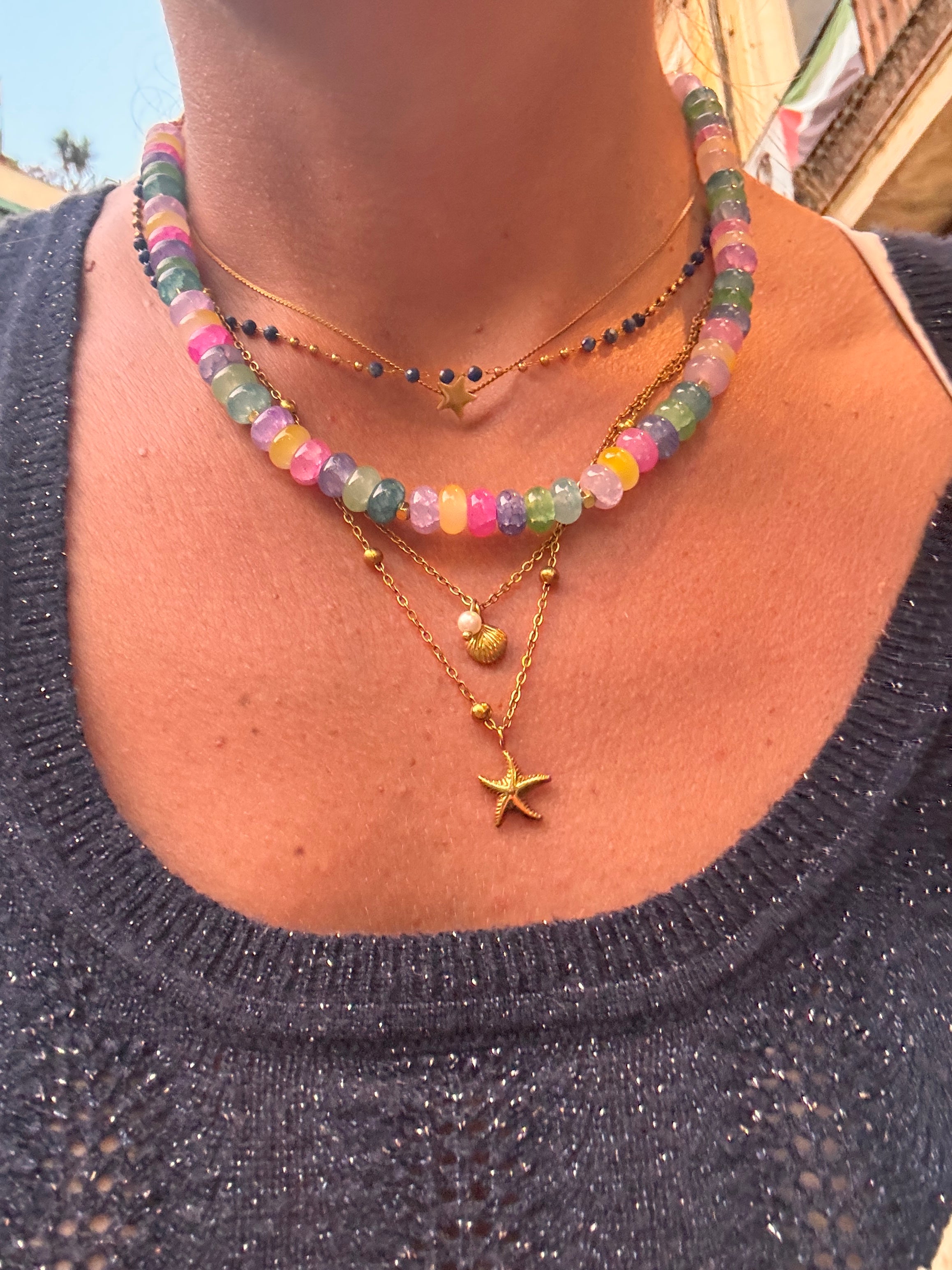 Collier colorful — Perles en verre multicolore