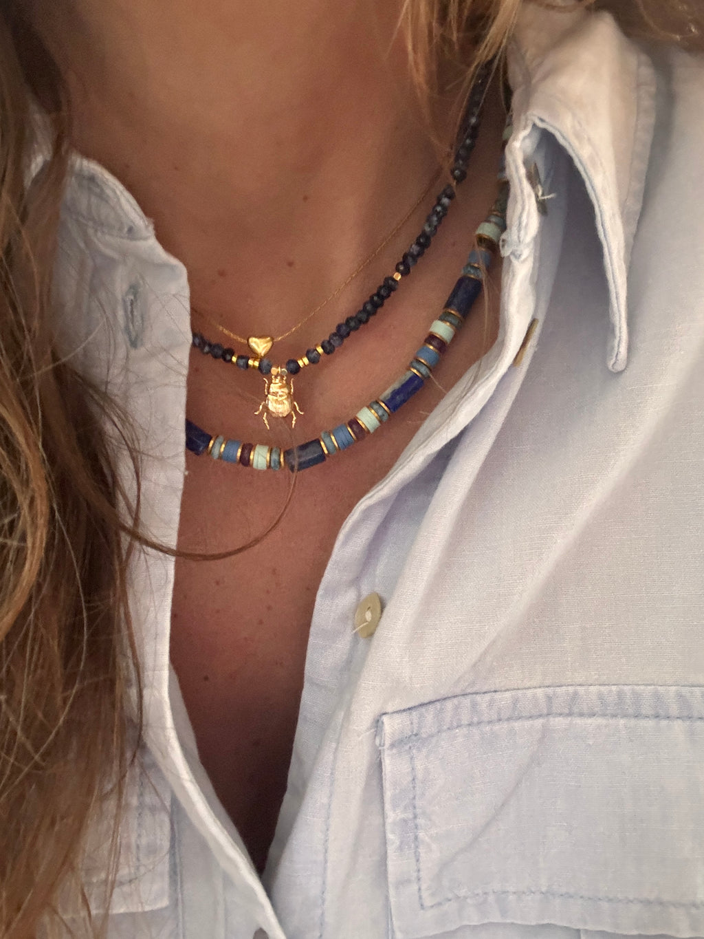 Collier Fizz – Acier inoxydable doré & perles naturelles