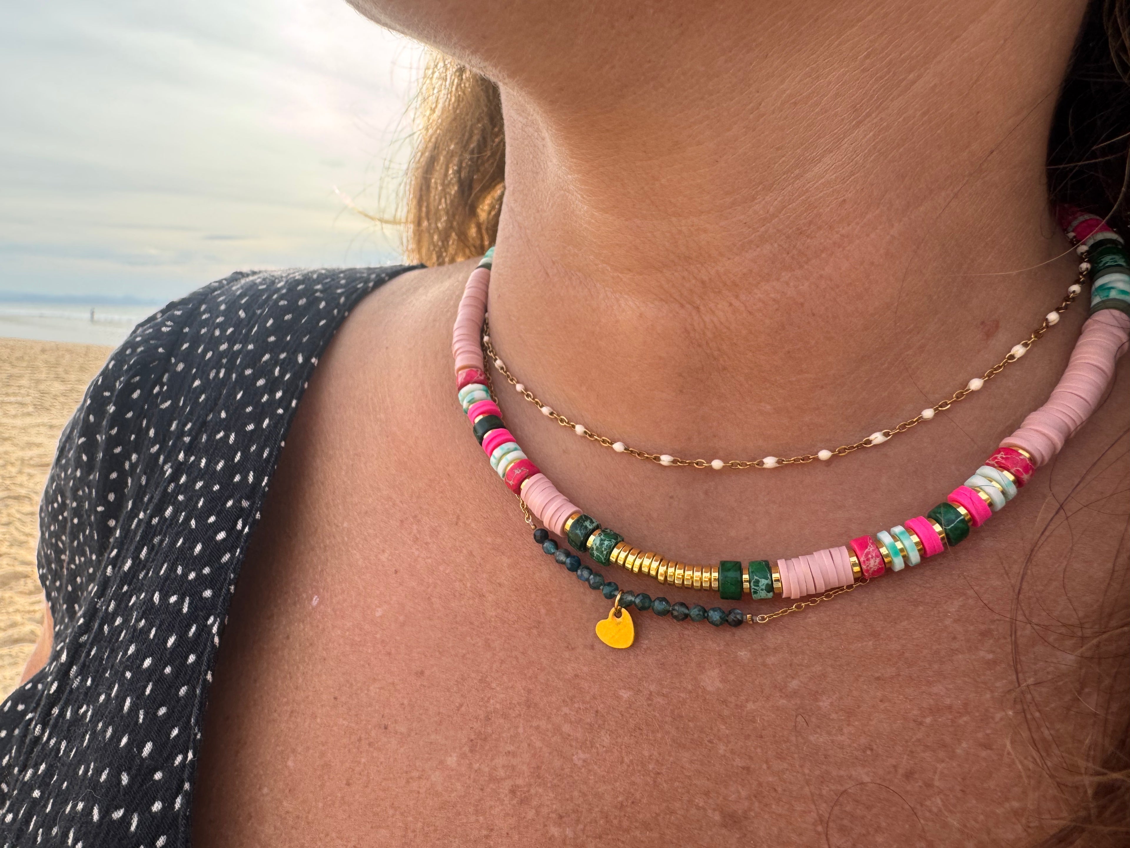 Bijou artisanal collier bohème coloré fait main Landes Maison Iconic