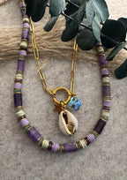 Bijou artisanal collier coquillage acier inoxydable fait main Landes