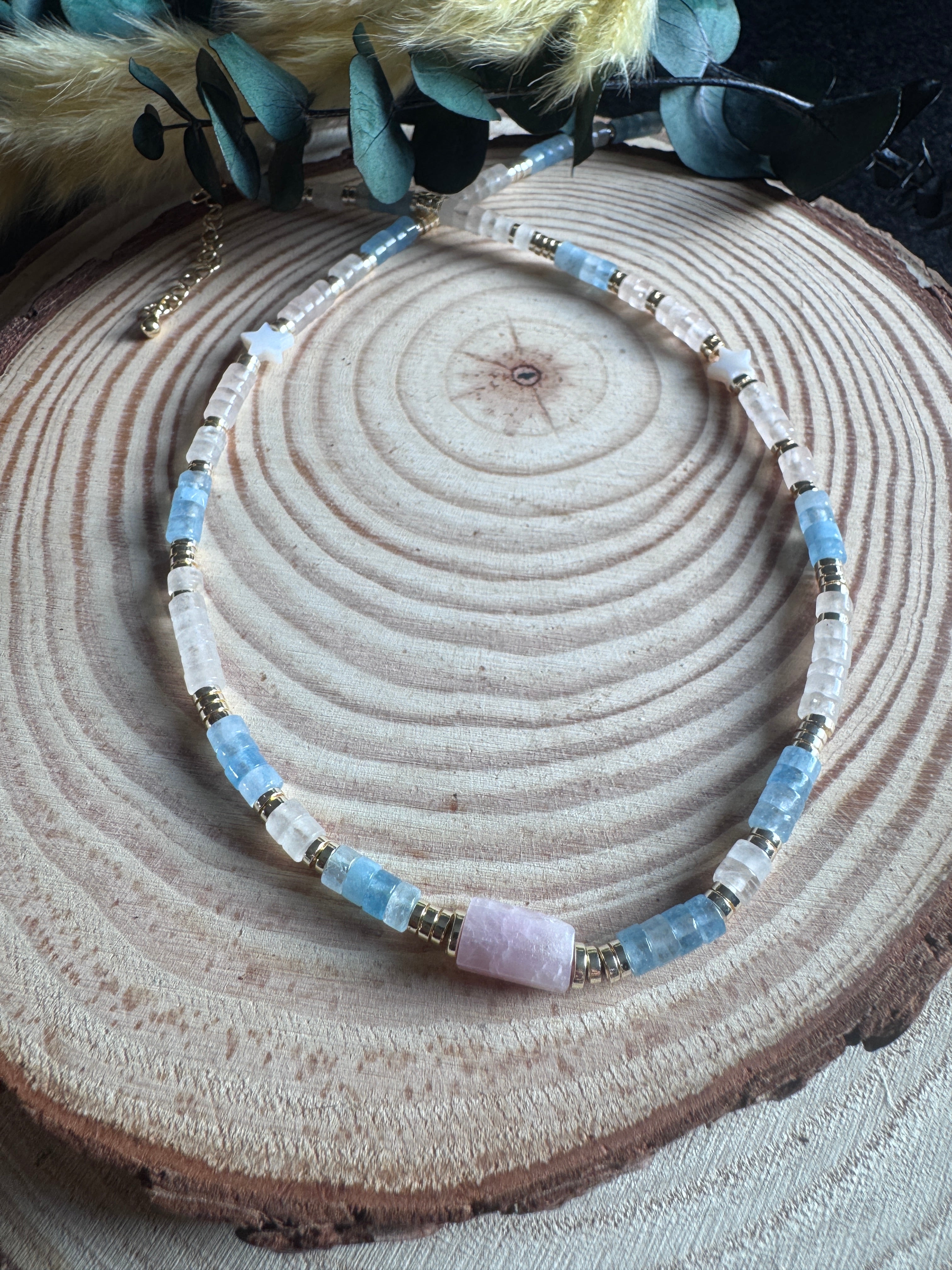 Bijou cadeau collier pierres naturelles artisanal Landes femme