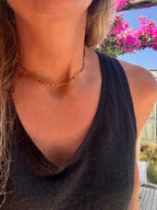 Collier Goldstone — Ras-de-cou en Pierre de Sable & Acier Inoxydable Doré