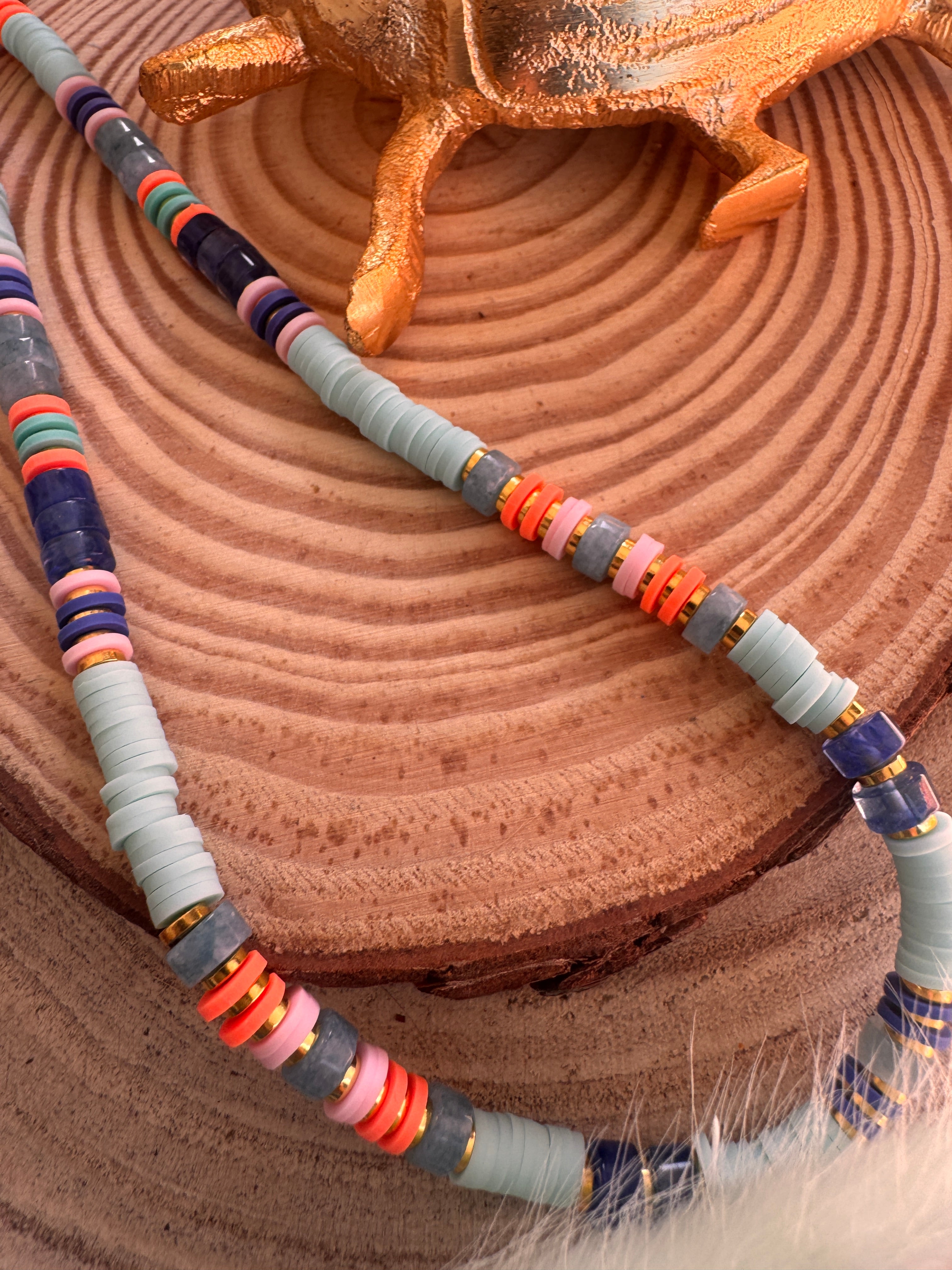 Collier Calanque – Perles Heishi & Pierres Naturelles