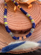 Collier Indigo estival porté bijou bohème été bleu indigo Made in Landes