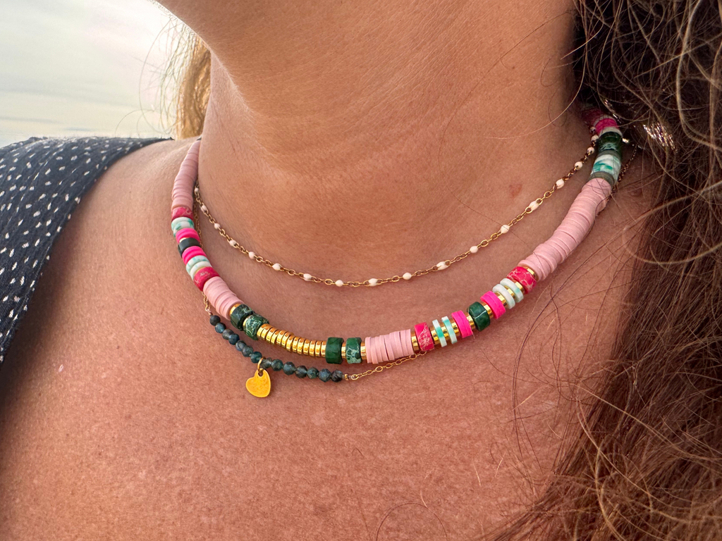 Collier Moki coloré acier inoxydable style bohème femme Made in Landes