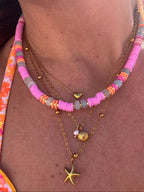 Collier Pamplemousse – Perles Heishi & Pierres Naturelles  