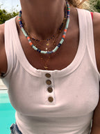 Collier Perles heishi  et étoile de mer dorée