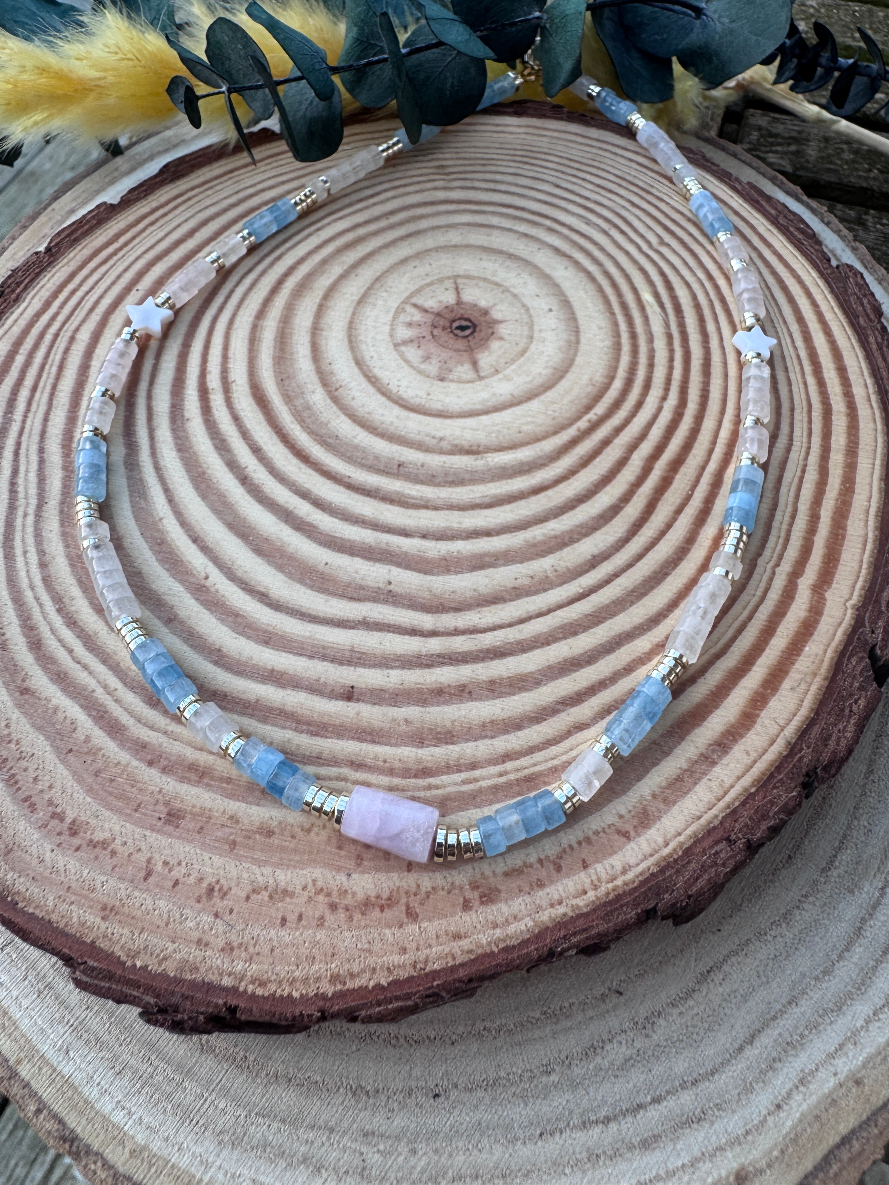 Collier Summer Crush pierres naturelles lumineuses bijou solaire féminin