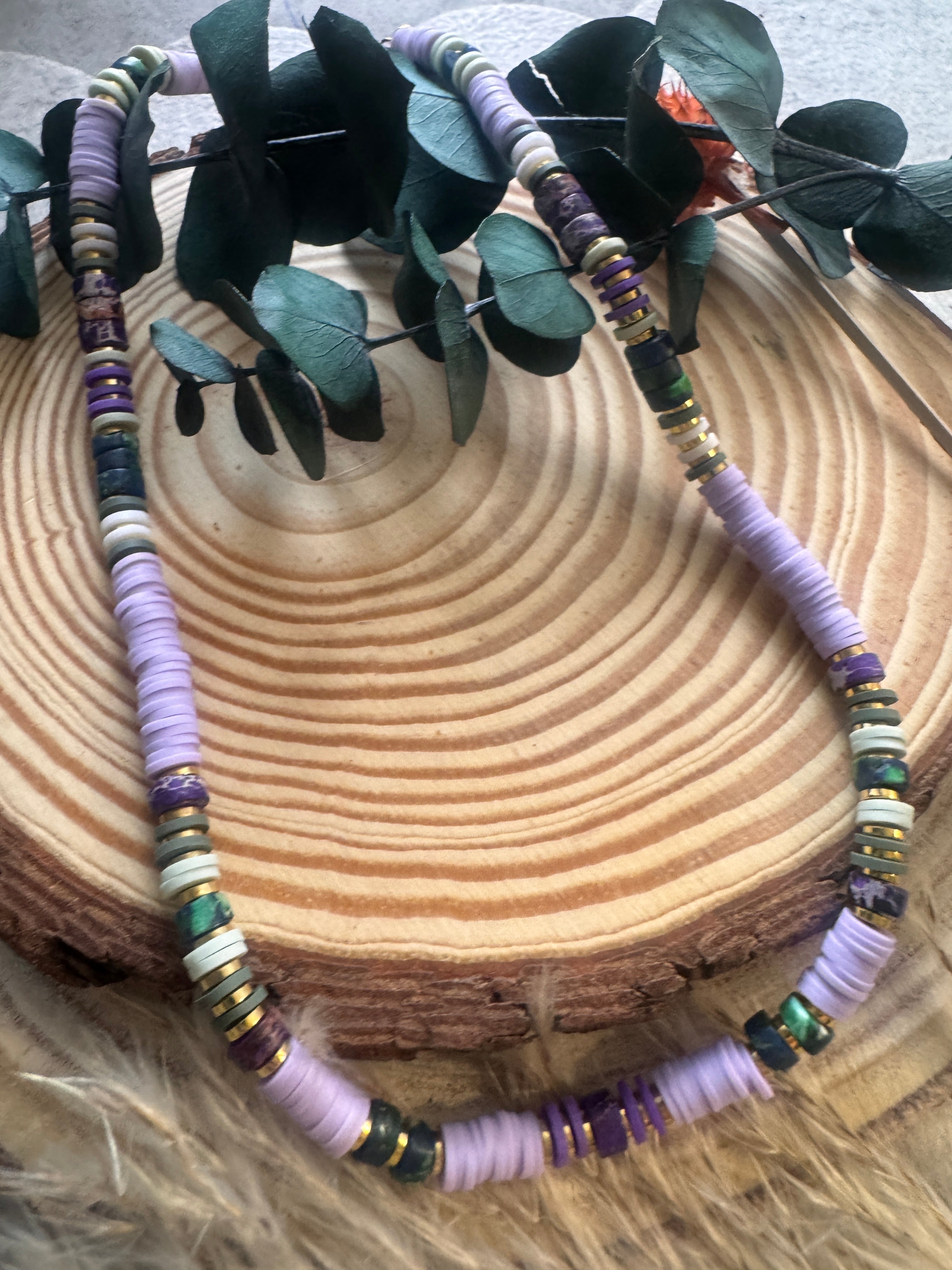  Collier Surf Reef perles Heishi pierres naturelles bijou océan femme