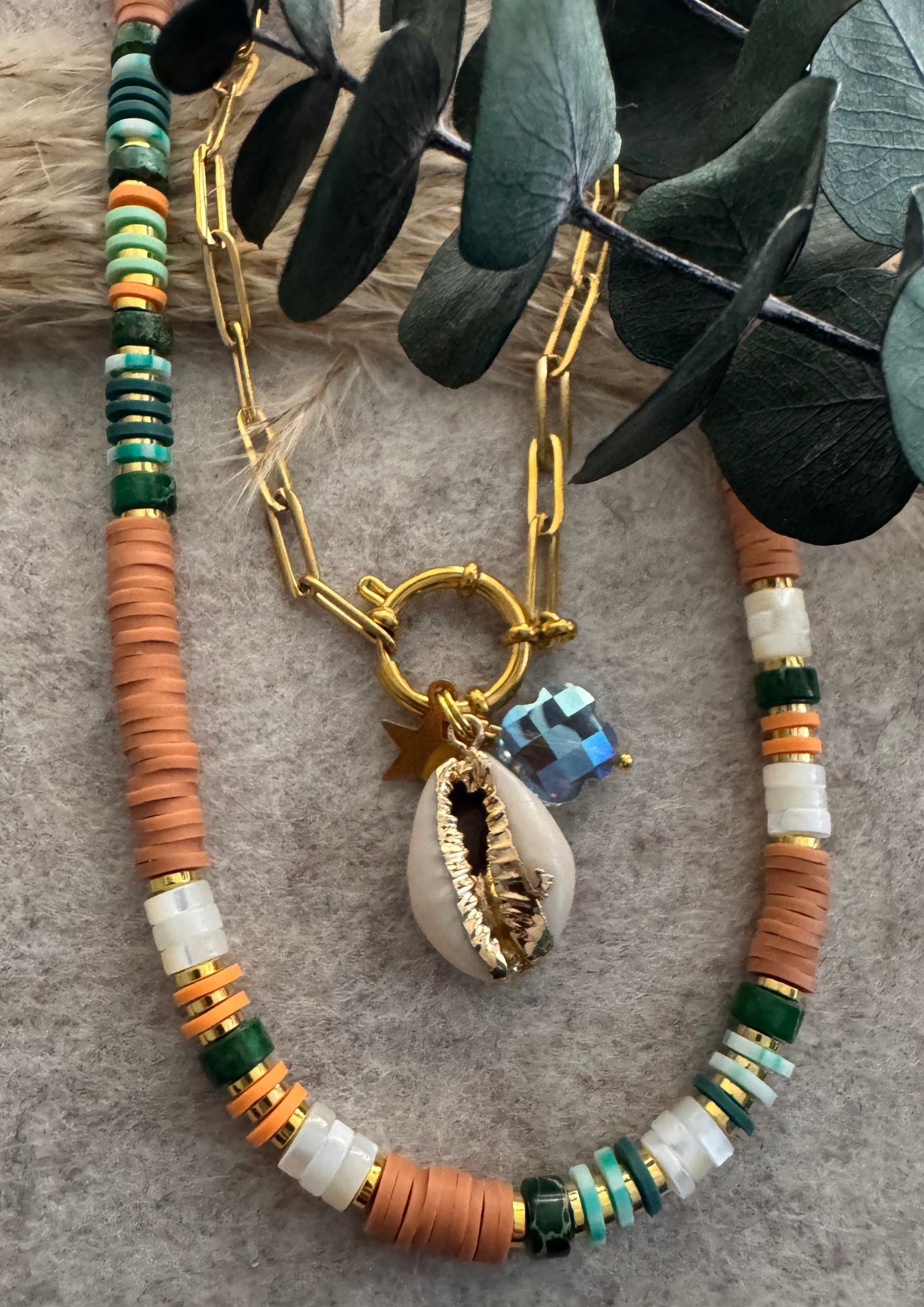 Collier chaîne maillons colorée femme style plage Maison Iconic