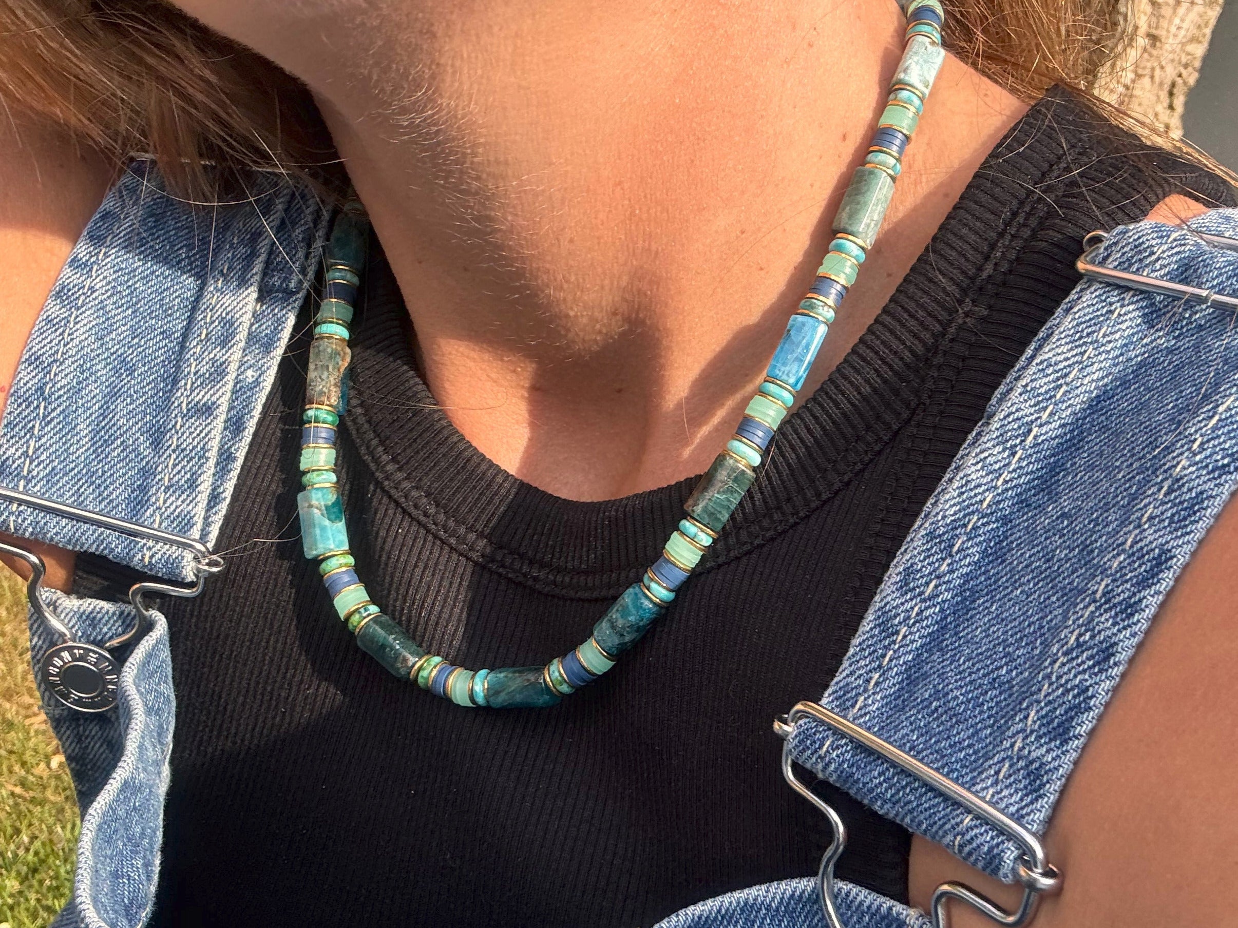 Collier en perles turquoise naturelles