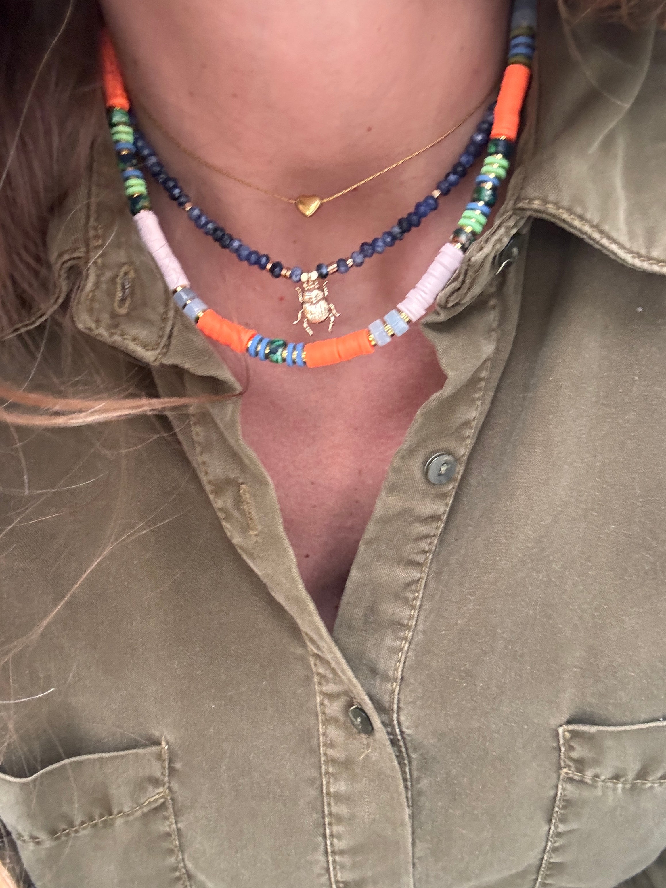 Collier fleuri printemps été perles colorées douces Made in Landes