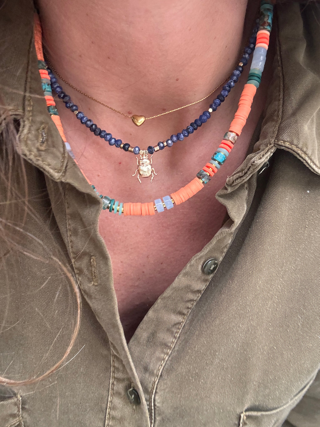 Collier liberté style plage été perles colorées Made in Landes