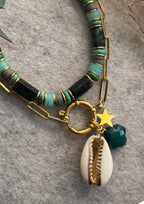 Détail charm coquillage étoile acier inoxydable collier Acapulco