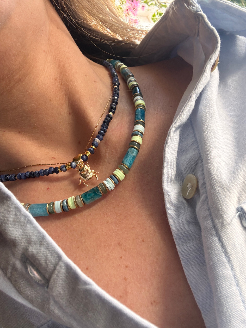 Collier Fizz – Acier inoxydable doré & perles naturelles