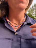 Collier CopaCabana – Perles Heishi Multicolores & Pierres Naturelles Fait Main