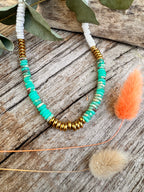 Collier Shou — Jaspe Sodalite & Perles Heishi | Pierre Naturelle & Accents Dorés