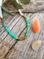 Collier Shou — Jaspe Sodalite & Perles Heishi | Pierre Naturelle & Accents Dorés