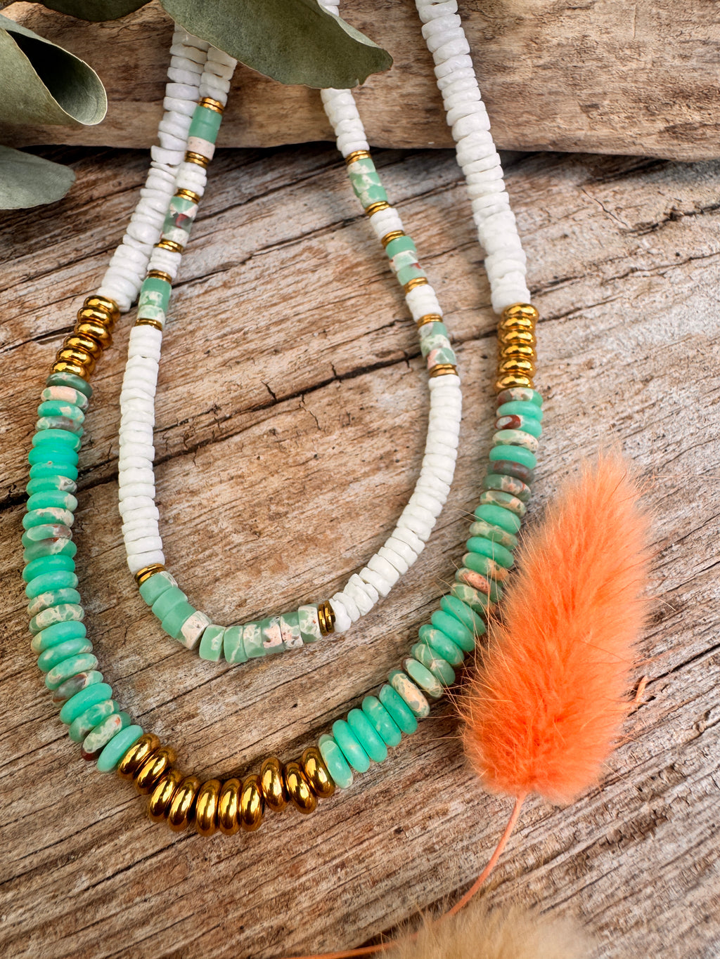 Collier Shou — Jaspe Sodalite & Perles Heishi | Pierre Naturelle & Accents Dorés