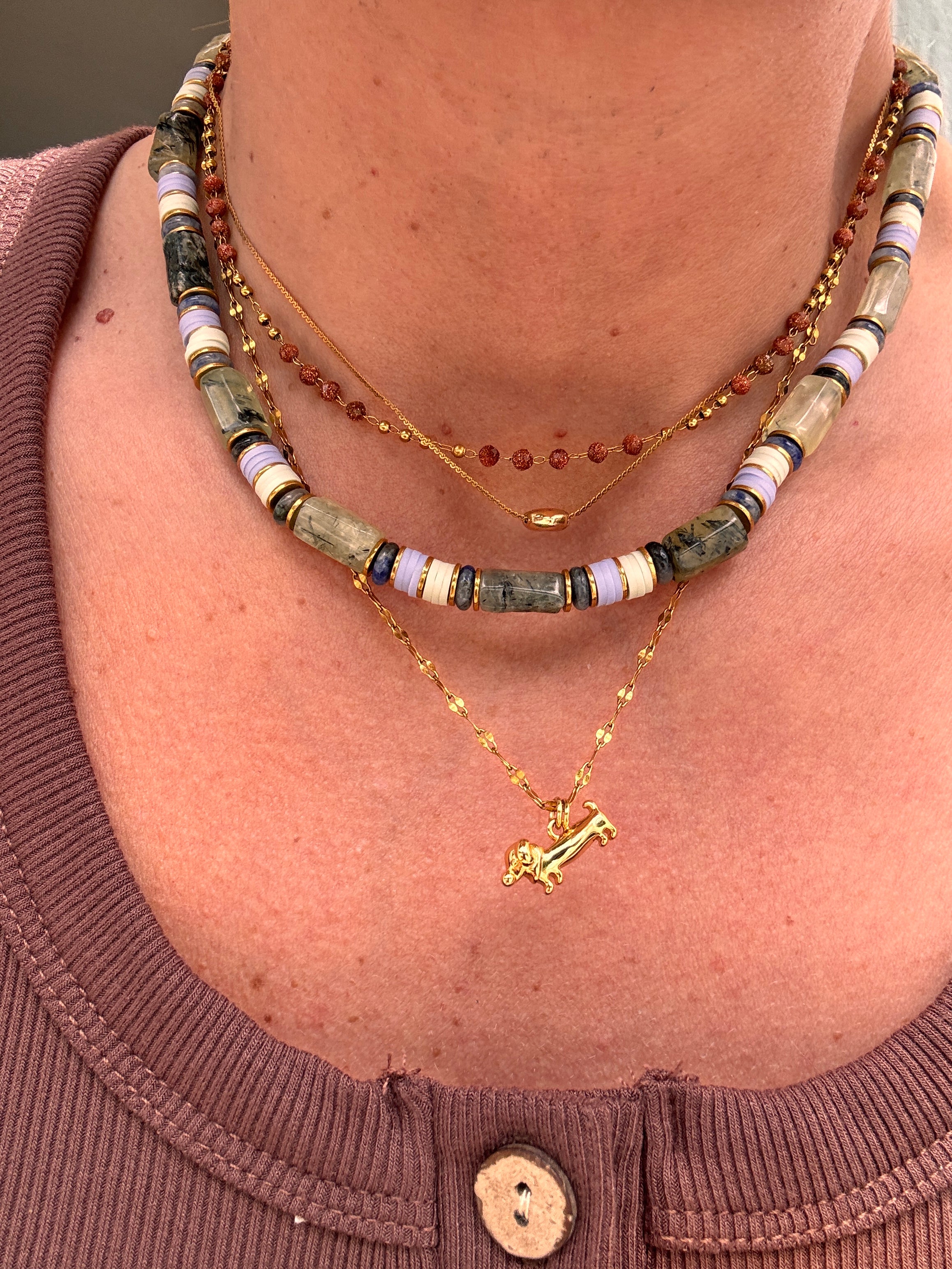 Collier Fizz – Acier inoxydable doré & perles naturelles