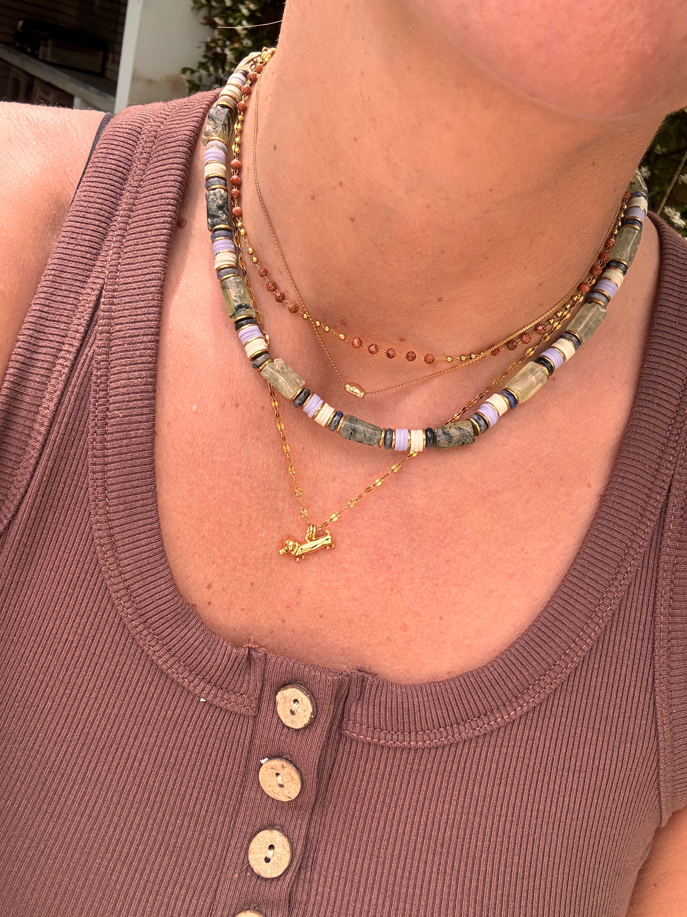 Collier Fizz – Acier inoxydable doré & perles naturelles
