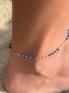 Bracelet de Cheville Lagon – Bille acier & Lapis-Lazuli