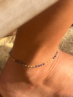 Bracelet de Cheville Lagon – Bille acier & Lapis-Lazuli