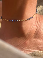 Bracelet de Cheville Lagon – Bille acier & Lapis-Lazuli
