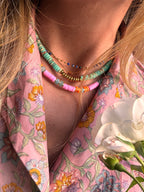 Collier Shou — Jaspe Sodalite & Perles Heishi | Pierre Naturelle & Accents Dorés