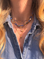 Collier Bluestone — Ras-de-cou en Lapis-Lazuli & Acier Inoxydable doré