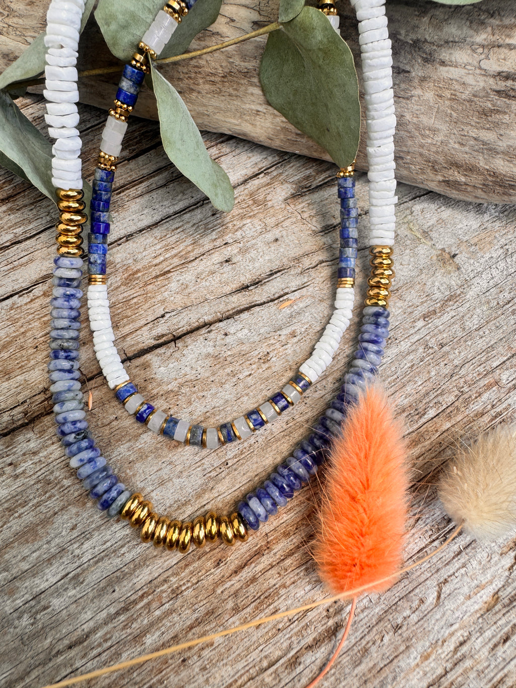 Collier Cielo – Lapis-Lazuli & Perles Blanches Nacrées