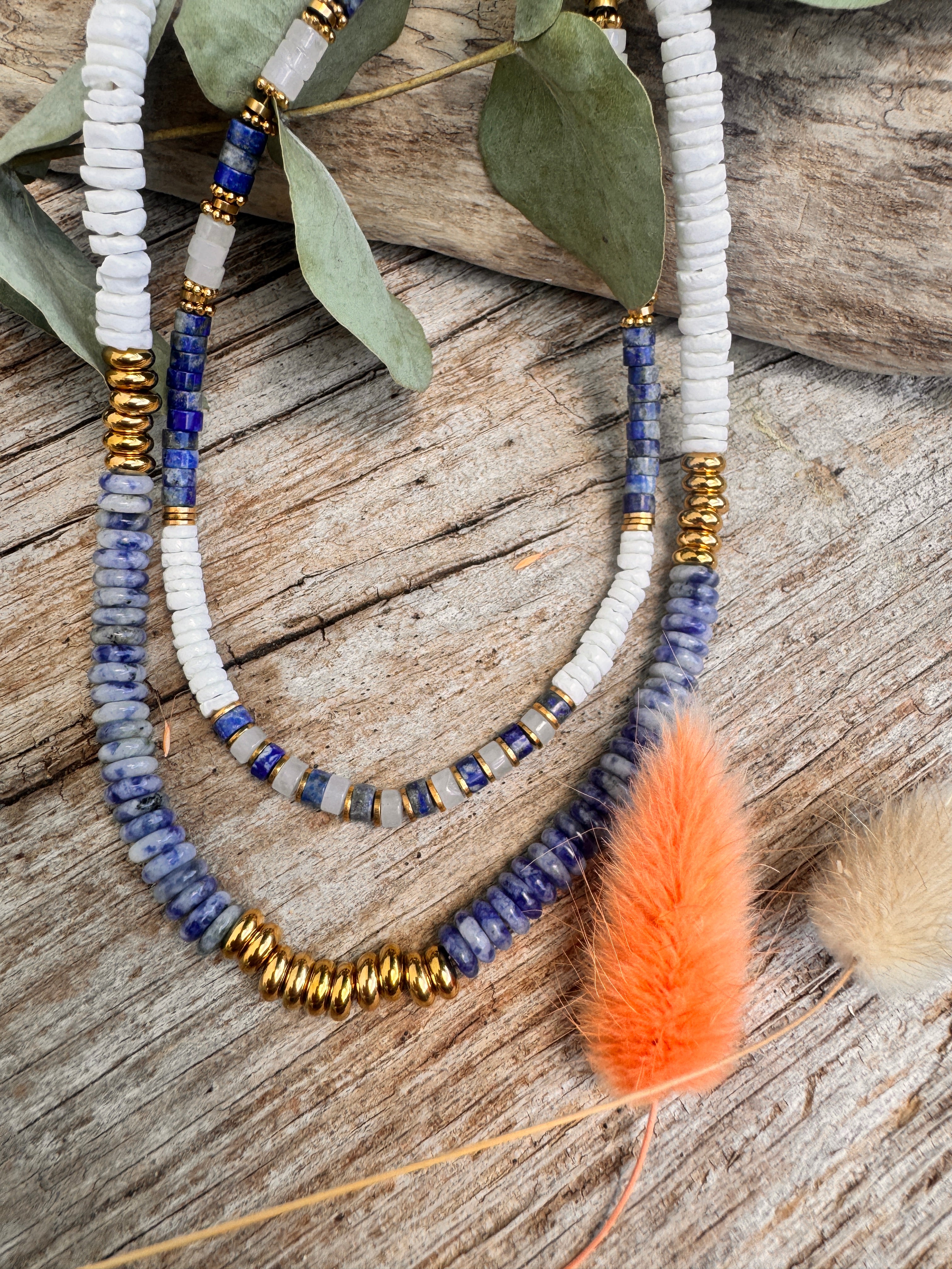 Collier Cielo – Lapis-Lazuli & Perles Blanches Nacrées