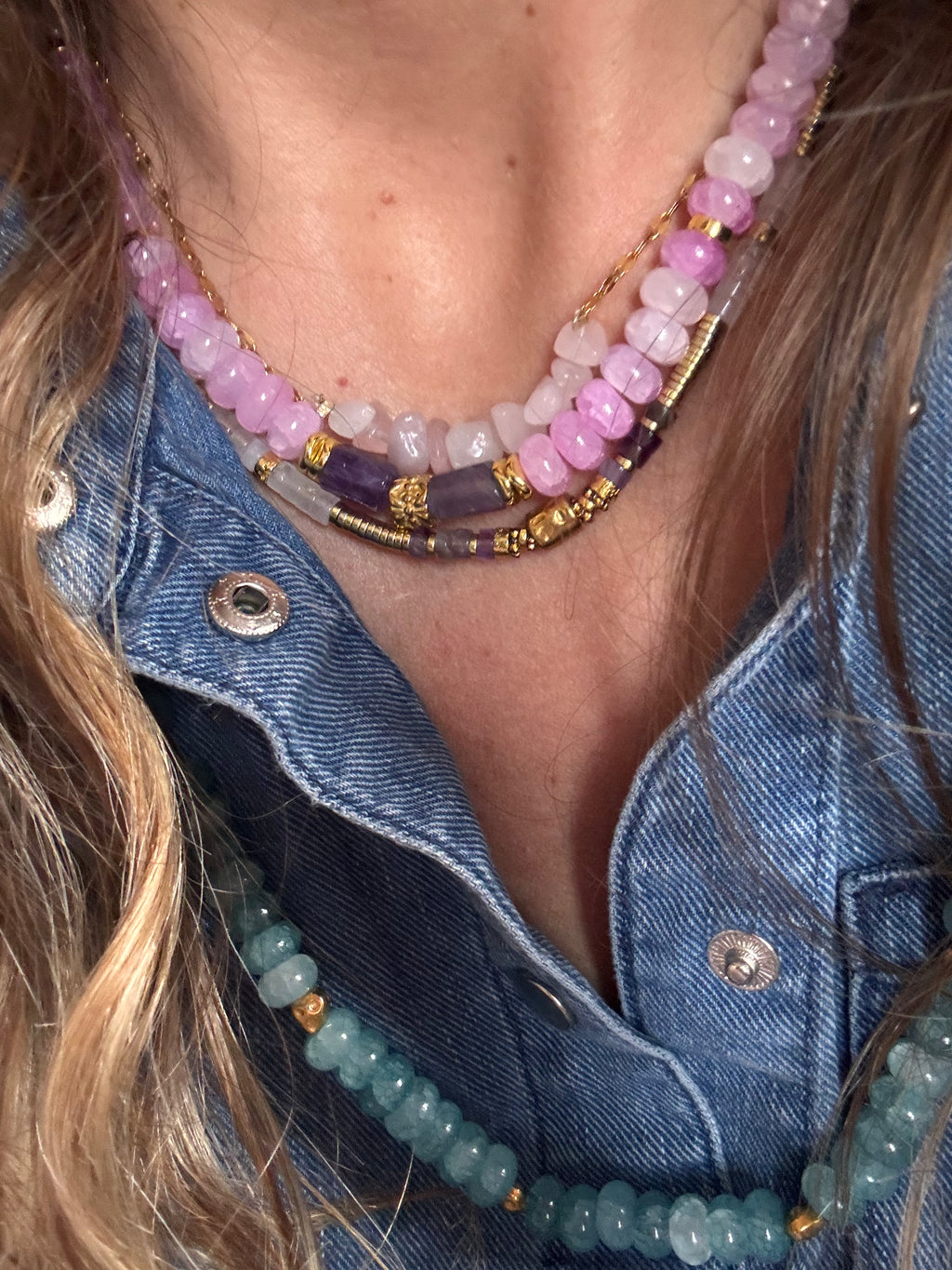 Collier Pop’N’Gum – Perles roses & améthystes
