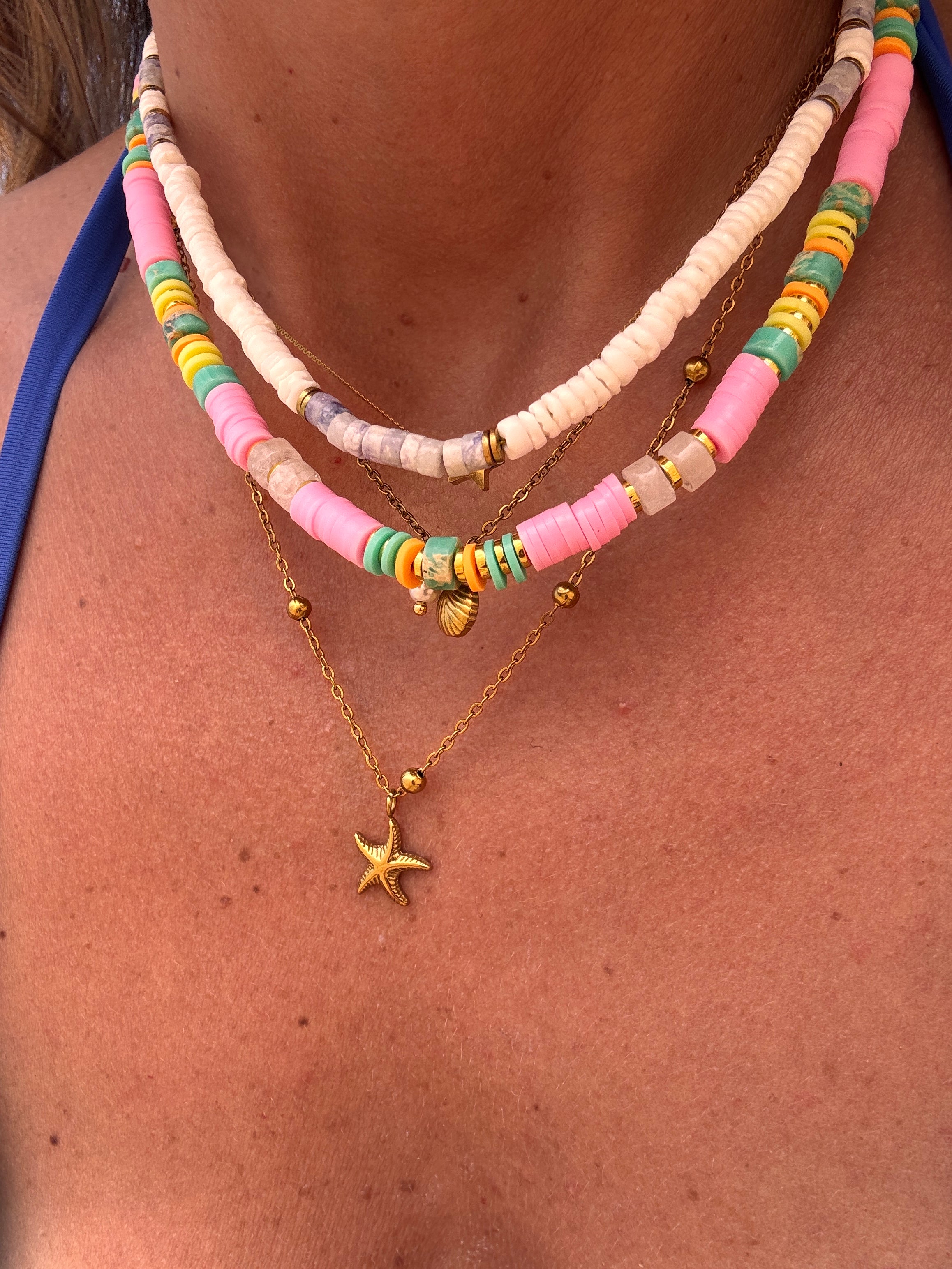 Détail des perles naturelles du collier Luluhey