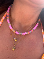 Collier Pamplemousse – Perles Heishi & Pierres Naturelles