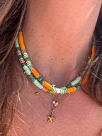 Collier Papaye – Perles Heishi & Pierres Naturelles