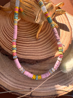 Collier Sakura – Perles Heishi & Pierres Naturelles