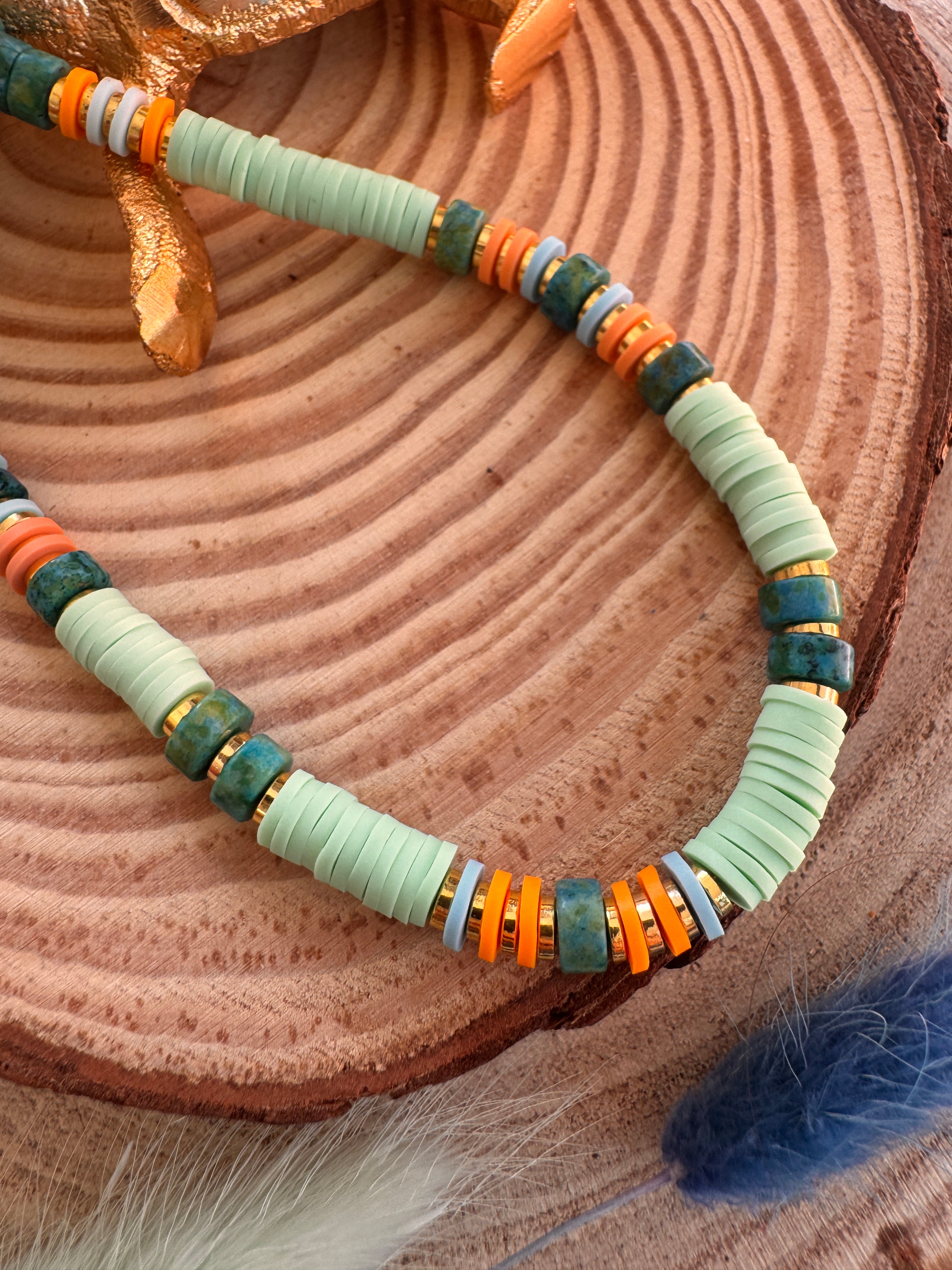 Collier Komodo – Perles Heishi et Pierres Naturelles