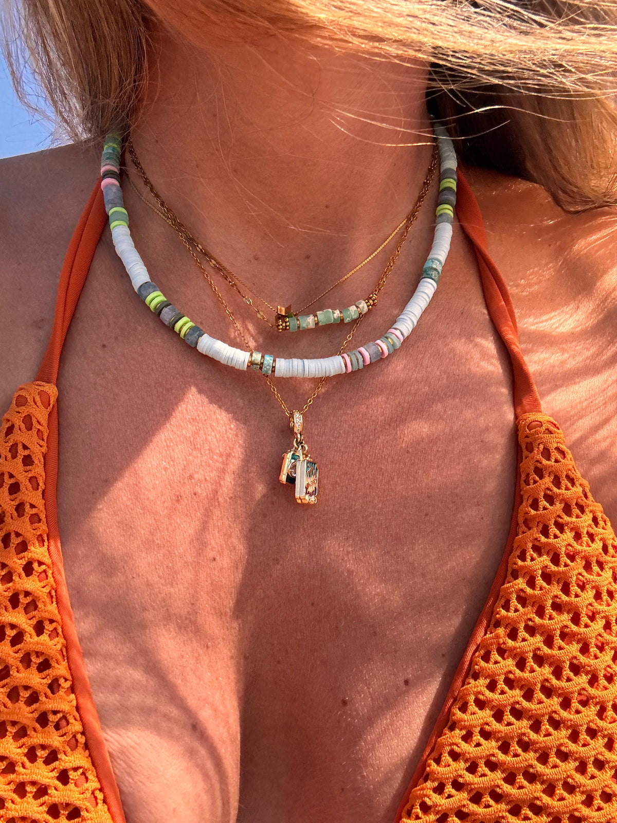 Collier rio – heishi pastel & pierres naturelles