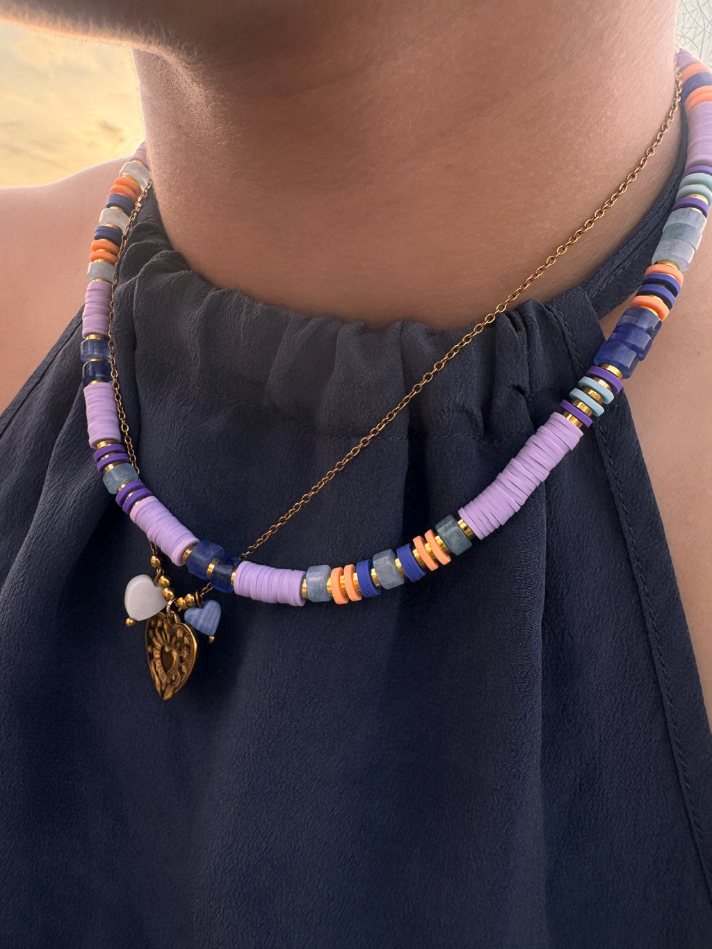 Collier Azal – Perles Heishi & Pierres Naturelles Délicates