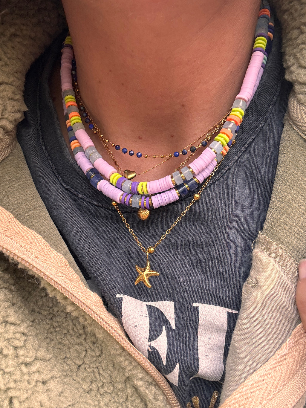 Collier Azal – Perles Heishi & Pierres Naturelles Délicates
