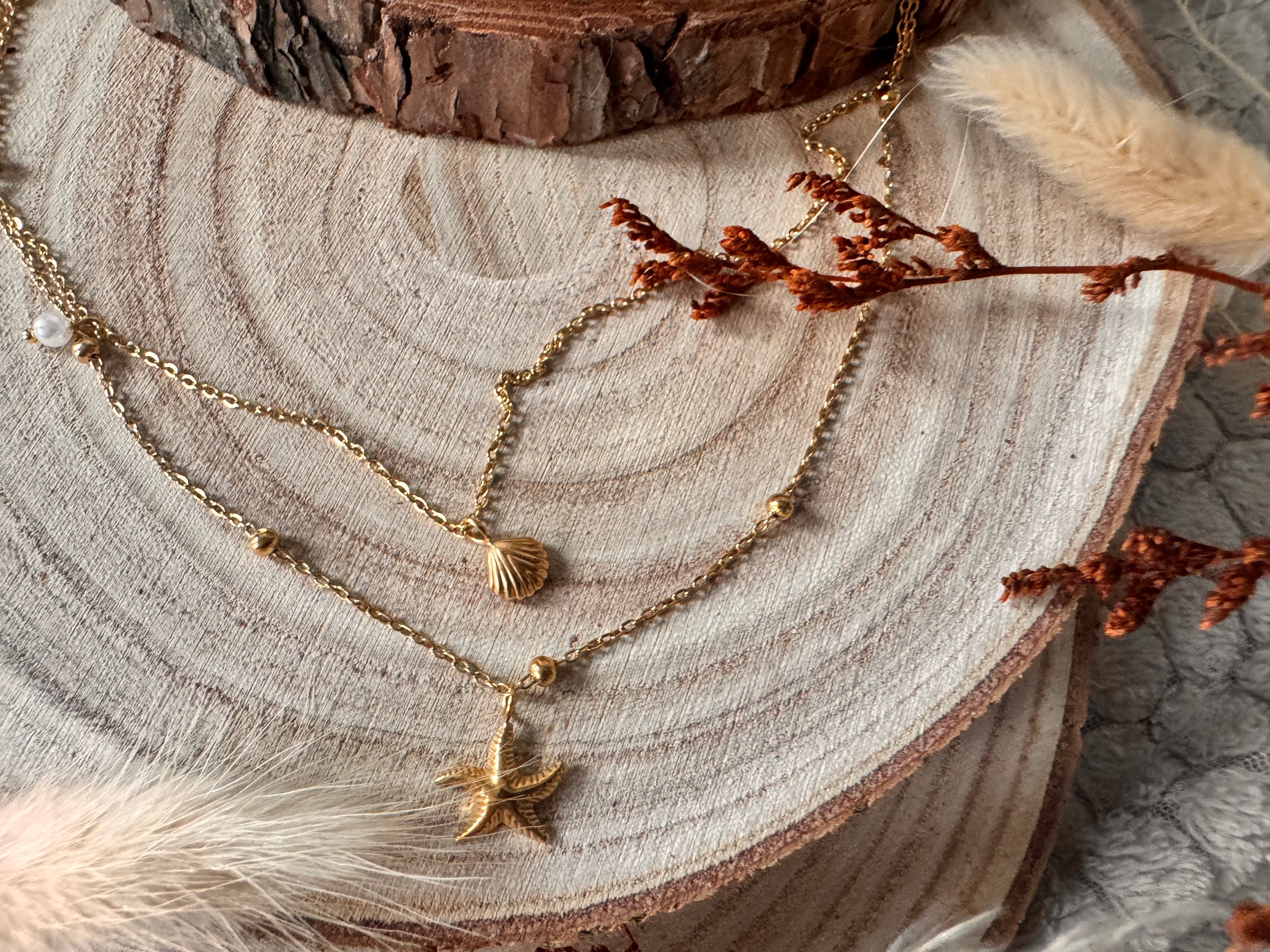 Collier Siréa double rang – Coquillage & Étoile de mer