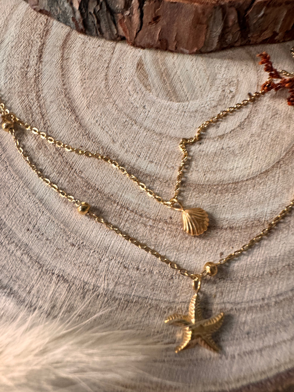 Collier Siréa double rang – Coquillage & Étoile de mer