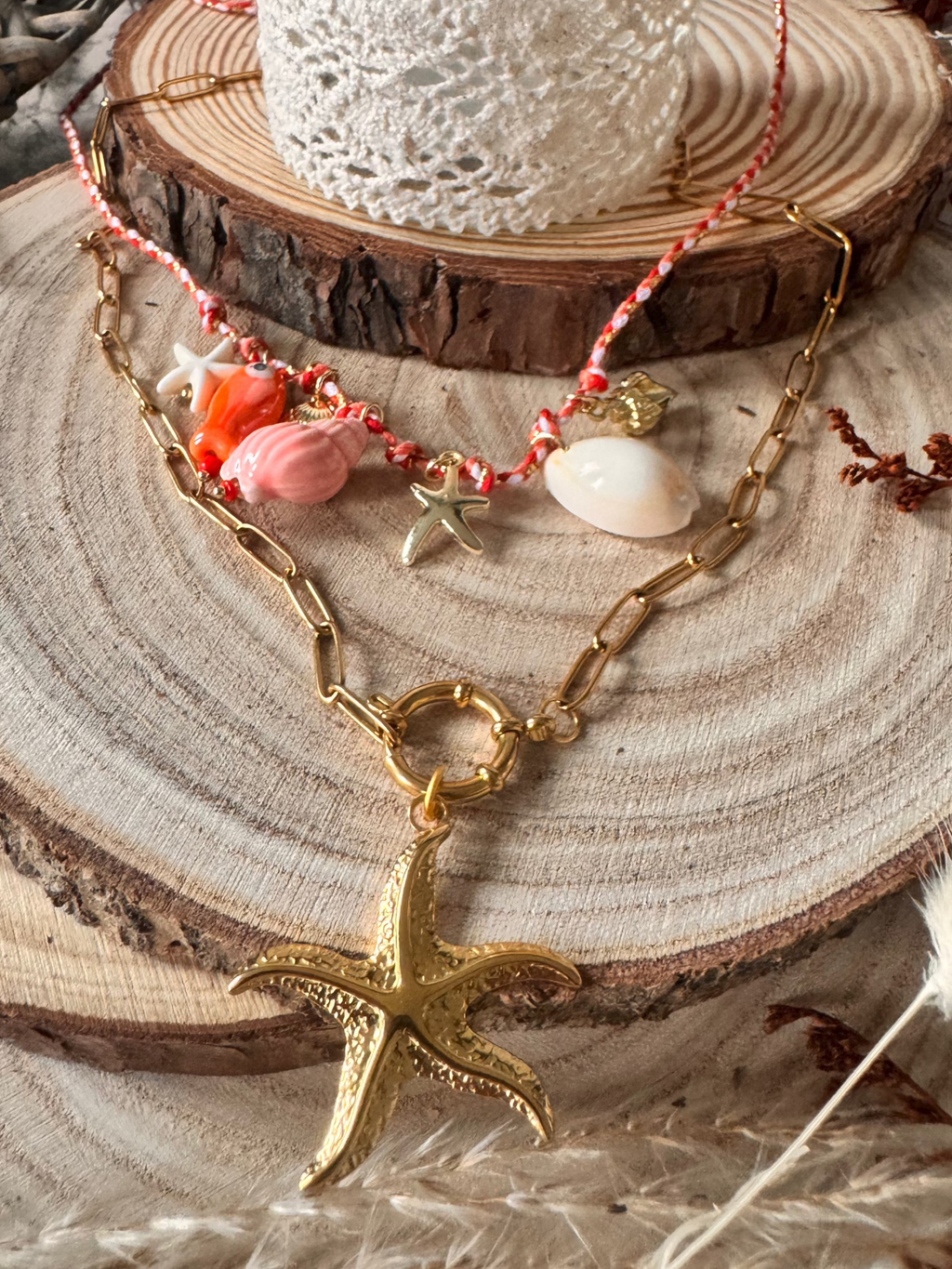 Collier Calypso - Perles Turquoise & Coquillage