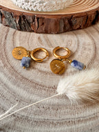 Boucles d'oreilles Zéphyr – Pendantes bohèmes pierre bleue