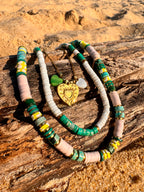 Collier Oasis – heishi vert & pierres naturelles