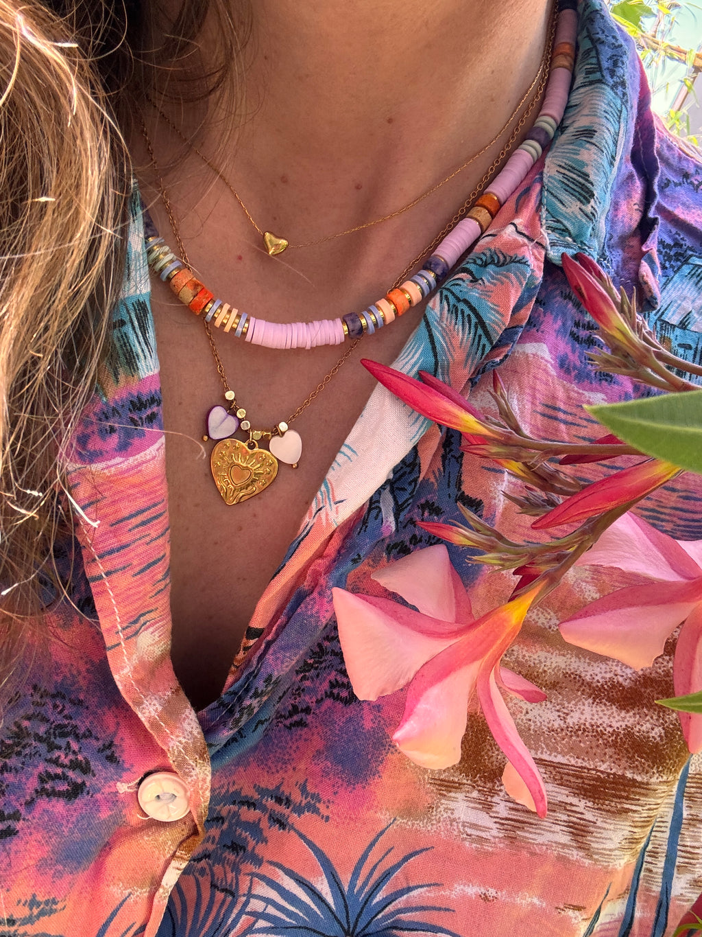 Collier Rosée – Perles Heishi & Pierres Naturelles